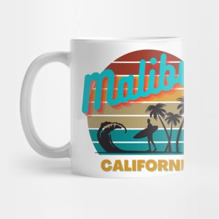 Malibu  California Retro Vintage Sunset Graphic Design Mug